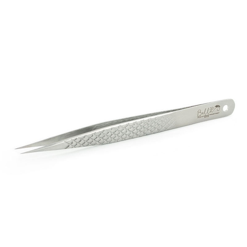 B12 Straight Isolation Tweezer with a textured grip designed for precise eyelash extension application and accessories use
