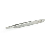 B12 Straight Isolation Tweezer with a textured grip designed for precise eyelash extension application and accessories use