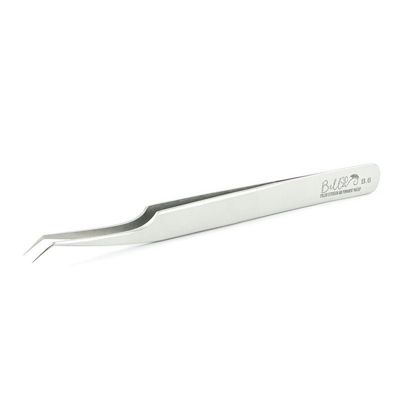 B6 Isolation Tweezer with fine angled tips designed for precise eyelash extension application and accessories use.