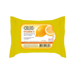Callas Makeup Remover Wipes package with vitamin C, featuring lemon illustration and bright yellow wrapper.
