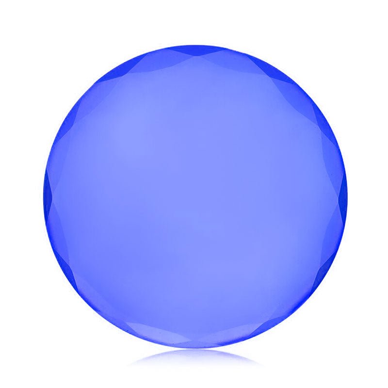 Single round blue crystal stone for eyelash extension adhesives, part of Crystal Lash Glue Stones collection