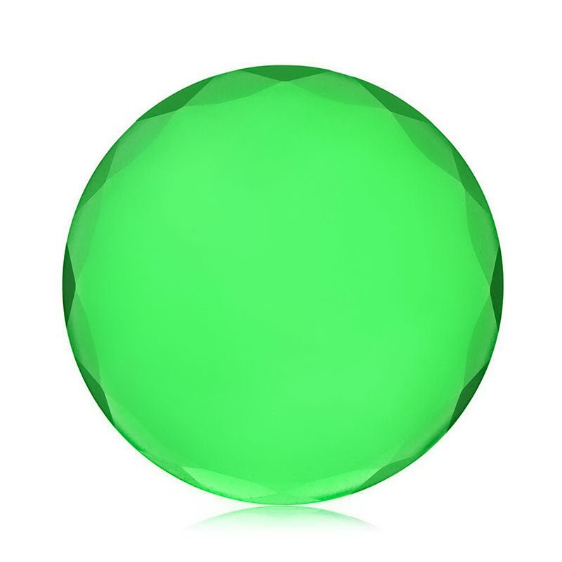 Crystal Lash Glue Stones in vivid green, glossy round accessory for eyelash extension adhesive use