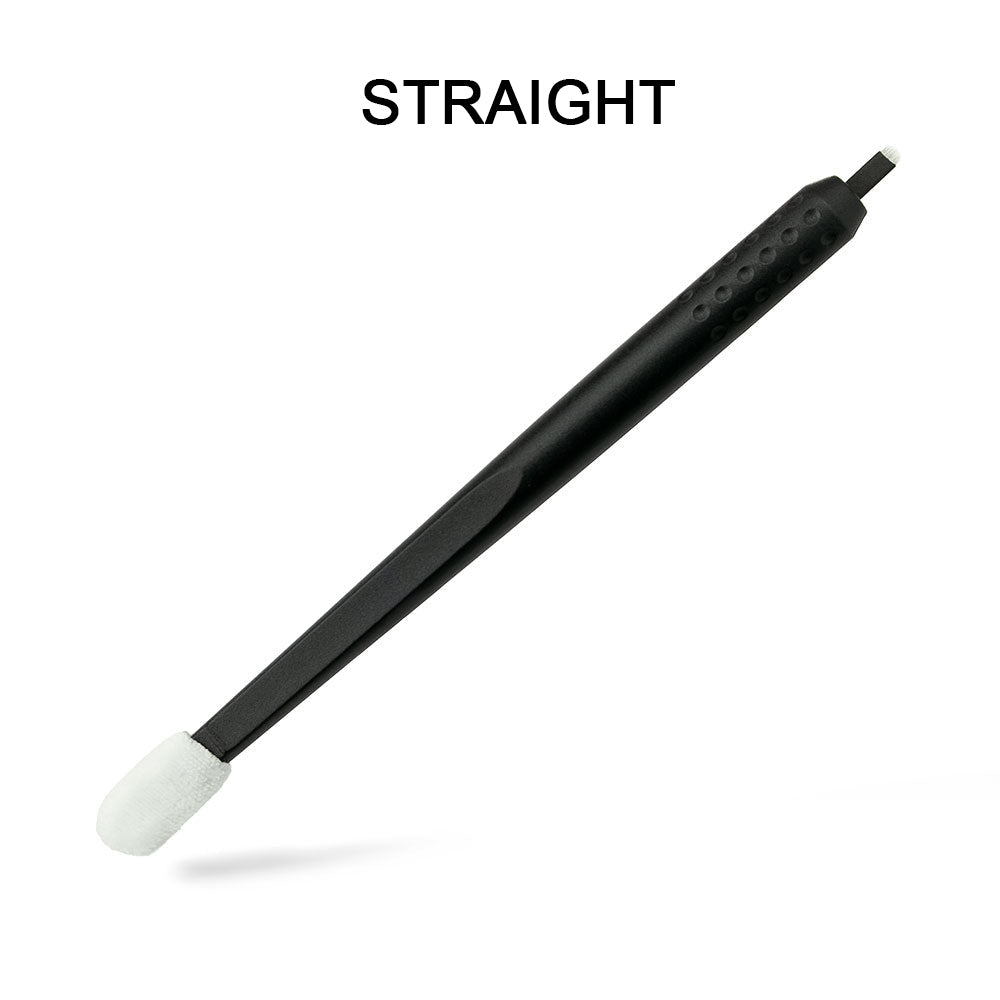 Disposable Microblading Pen U18/U20/C14 with Sponge featuring a straight black handle for precise permanent makeup application