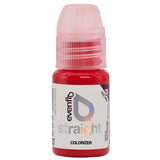 Small red bottle colorizer with pink cap from Evenflo Lip Color Correction Set for precise color blending