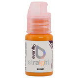 Small orange bottle of Evenflo Lip Color Correction Set with a pink cap labeled Illume and Straight brand details