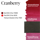 LUXE - Cranberry pigment color swatch showing deep red shades with healed midtone and base tone effects.