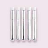 Five sleek metallic lash cleansing brushes with white bristles arranged in a row on a pale background Lash Cleansing Brushes (Retail Pack)