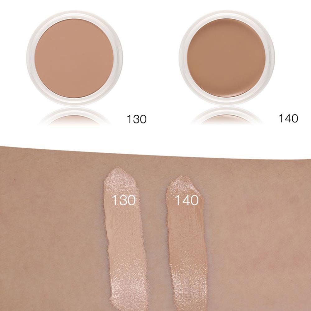 MAYCHEER Concealer in shades 130 and 140 shown in containers with swatches on skin background.