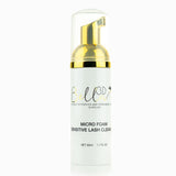 Micro Foam Sensitive Lash Cleanser in white and gold pump bottle for gentle eyelash extension cleaning and care