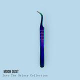 Moon Dust Volume Tweezer - Into the Galaxy Collection with iridescent blue finish and precision curved tip for eyelash extensions