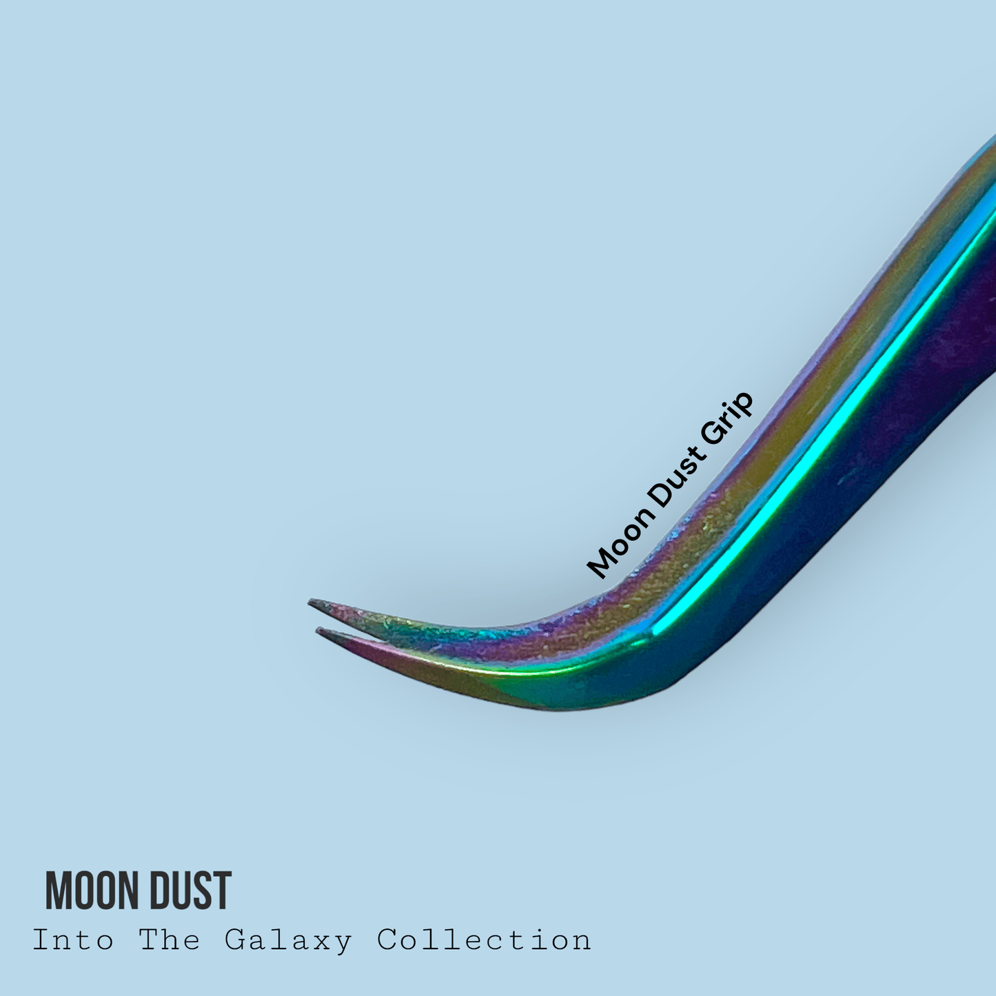 Moon Dust Volume Tweezer - Into the Galaxy Collection with curved precision tip for eyelash extension accessories and application