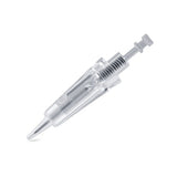 Clear plastic medical device component labeled Nano Tech Needle Cartridge designed for precise application in beauty treatments