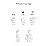 Diagram showing suggested use of Nano Tech Needle Cartridge sizes for lips, brows, eyeliner, areola, liner, and shader applications.