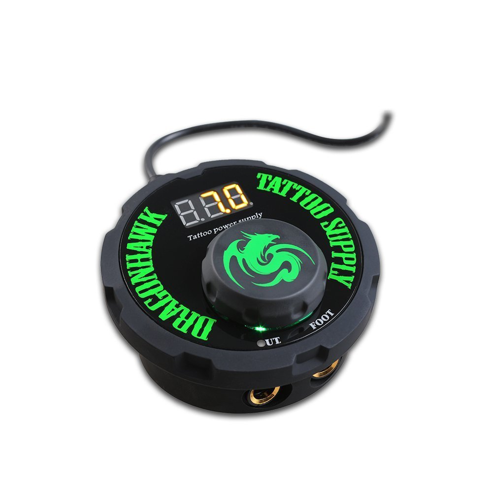 Perma Blend Perma Pen tattoo power supply with digital display and adjustable dial in black with green logo