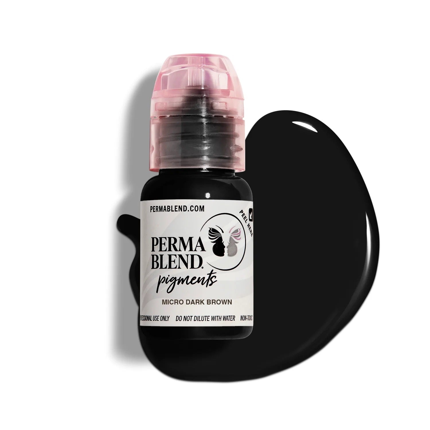 Perma Blend Scalp Pigments bottle with black pigment liquid swatch on white background