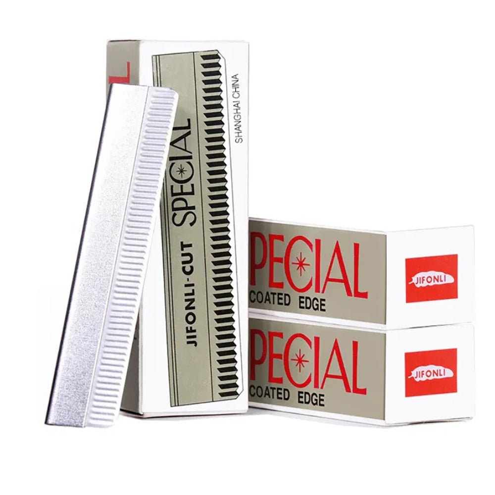 Platinum Steel Brow Blades with precision-cut edge for clean, smooth eyebrow shaping and microblading application.