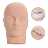 Practice Mannequin Head made for eyelash extension training with detailed eyelashes and eyelash adhesive guide.