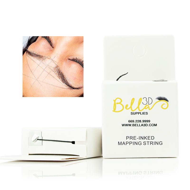 Pre-Inked Mapping String by Bella 3D used for precise eyelash extensions and permanent makeup mapping.