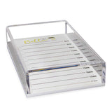 Clear rectangular Protected Acrylic Lash Tile with length measurements for eyelash extension supplies and accessories