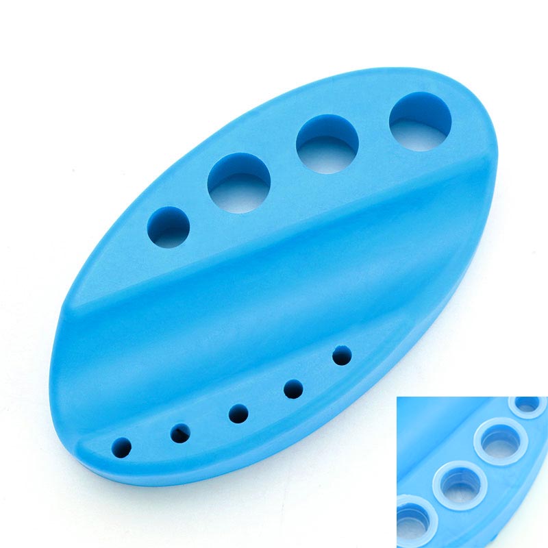 Blue Silicone Ink Cup Holder with multiple sized wells for eyelash extension adhesive and microblading supplies organization