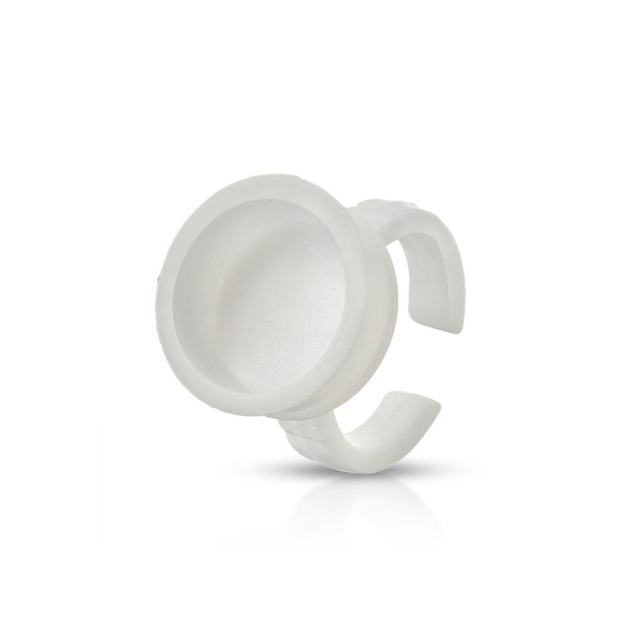 Clear plastic Tattoo Glue Rings for holding adhesive during eyelash extension application and microblading sessions