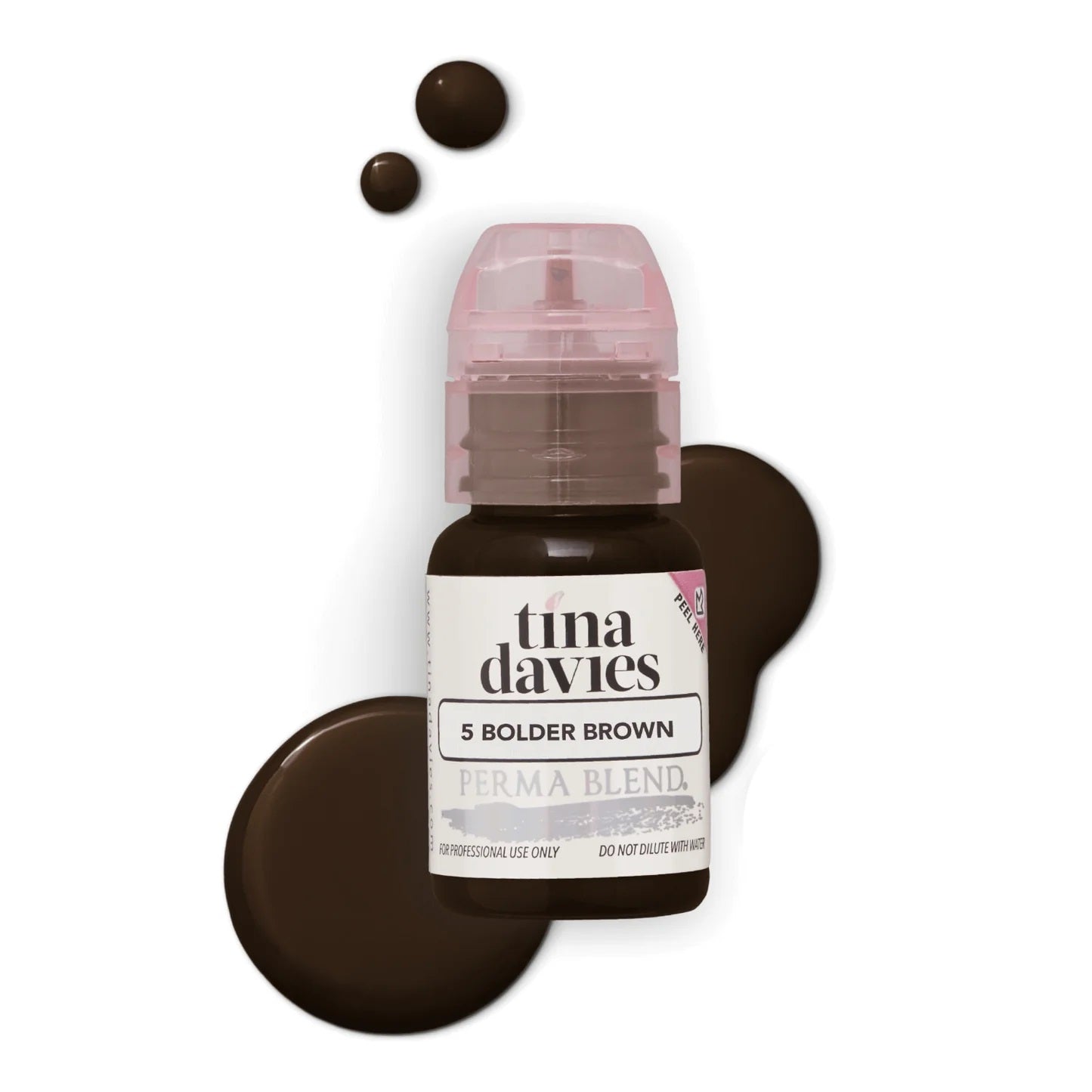Tina Davies - I INK Brow Pigments bottle with brown pigment drops for microblading and permanent makeup supplies.