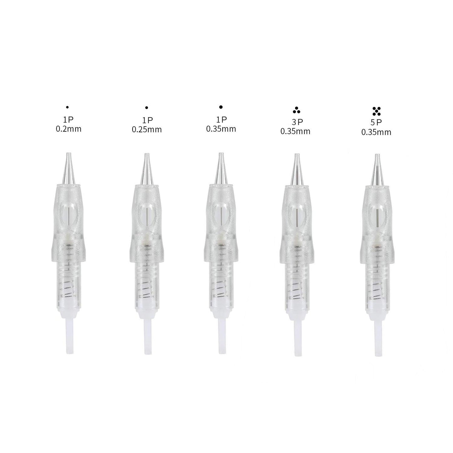 Digital MicroPen Needle Cartridge set showing multiple needle sizes and configurations for microblading and permanent make-up applications.